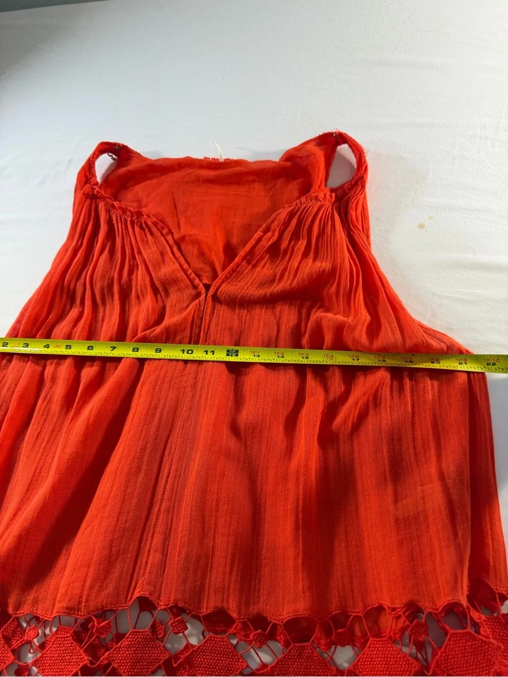 Free People Orange Gauze Crochet Lace Bogo Mini Dress Small Babydoll
